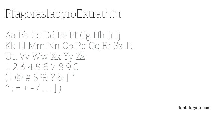 Шрифт PfagoraslabproExtrathin – алфавит, цифры, специальные символы