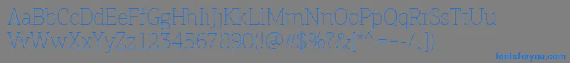 フォントPfagoraslabproExtrathin – 灰色の背景に青い文字