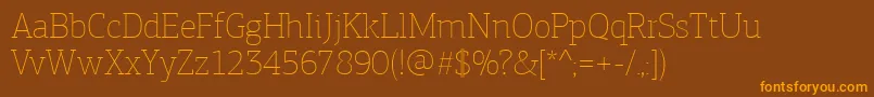 PfagoraslabproExtrathin Font – Orange Fonts on Brown Background