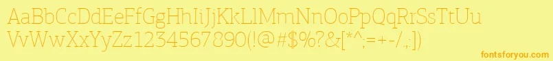 PfagoraslabproExtrathin Font – Orange Fonts on Yellow Background
