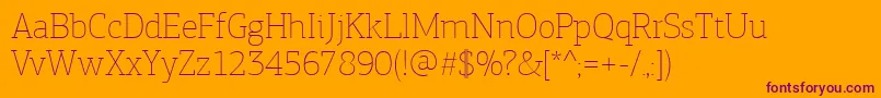PfagoraslabproExtrathin-Schriftart – Violette Schriften auf orangefarbenem Hintergrund