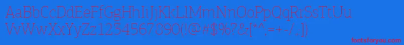 PfagoraslabproExtrathin Font – Red Fonts on Blue Background