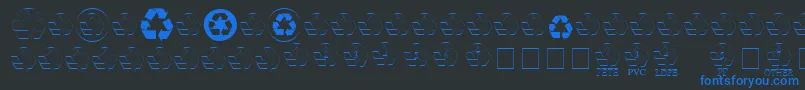 RecycleMedium-Schriftart – Blaue Schriften auf schwarzem Hintergrund