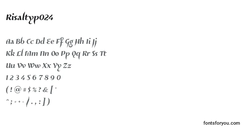 A fonte Risaltyp024 (92128) – alfabeto, números, caracteres especiais