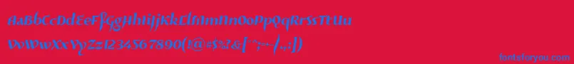 Risaltyp024-Schriftart – Blaue Schriften auf rotem Hintergrund