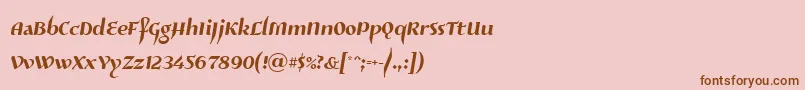 フォントRisaltyp024 – ピンクの背景に茶色のフォント