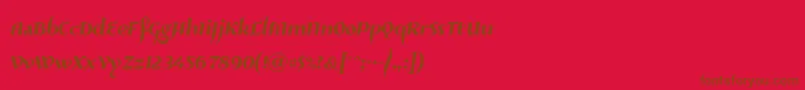 Risaltyp024-Schriftart – Braune Schriften auf rotem Hintergrund