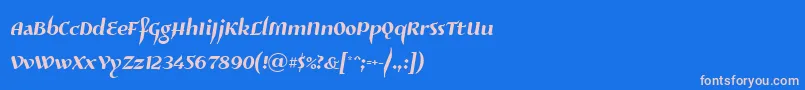 フォントRisaltyp024 – ピンクの文字、青い背景