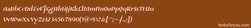 Risaltyp024-fontti – vaaleanpunaiset fontit ruskealla taustalla