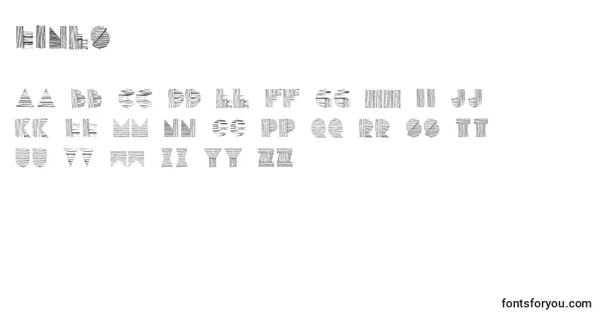 Czcionka Lines – alfabet, cyfry, specjalne znaki