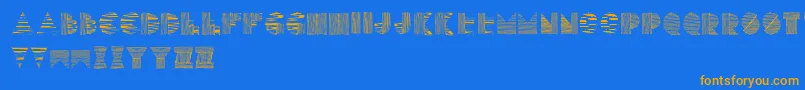 フォントLines – オレンジ色の文字が青い背景にあります。