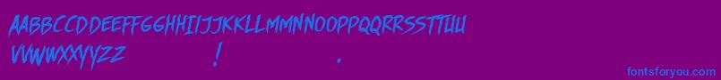 DhfStoryBrushSlanted Font – Blue Fonts on Purple Background