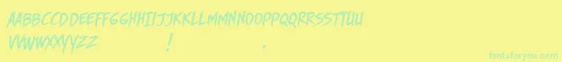 Police DhfStoryBrushSlanted – polices vertes sur fond jaune
