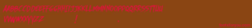 DhfStoryBrushSlanted Font – Red Fonts on Brown Background