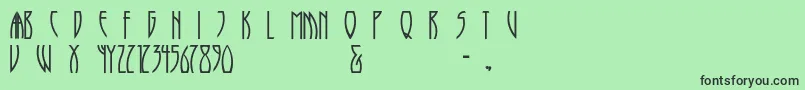 フォントRunyTunes – 緑の背景に黒い文字