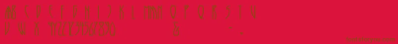 RunyTunes-Schriftart – Braune Schriften auf rotem Hintergrund