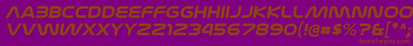 NasalizationexBolditalic-Schriftart – Braune Schriften auf violettem Hintergrund