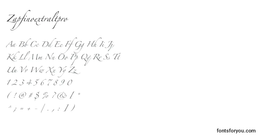 Шрифт Zapfinoextraltpro – алфавит, цифры, специальные символы