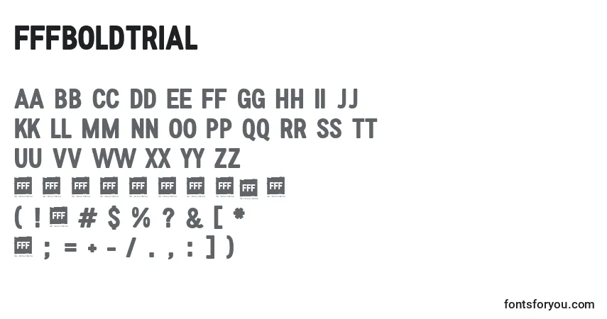 Czcionka FffBoldTrial – alfabet, cyfry, specjalne znaki