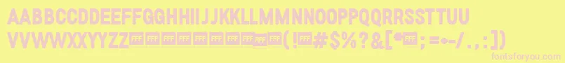 FffBoldTrial-fontti – vaaleanpunaiset fontit keltaisella taustalla
