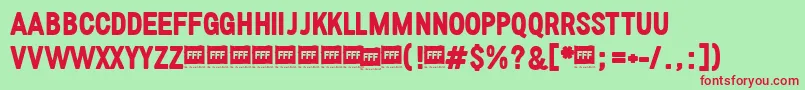 FffBoldTrial-fontti – punaiset fontit vihreällä taustalla