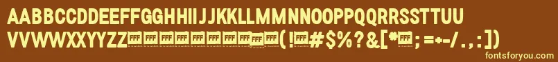 FffBoldTrial-fontti – keltaiset fontit ruskealla taustalla