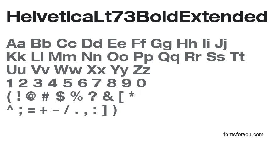 A fonte HelveticaLt73BoldExtended – alfabeto, números, caracteres especiais