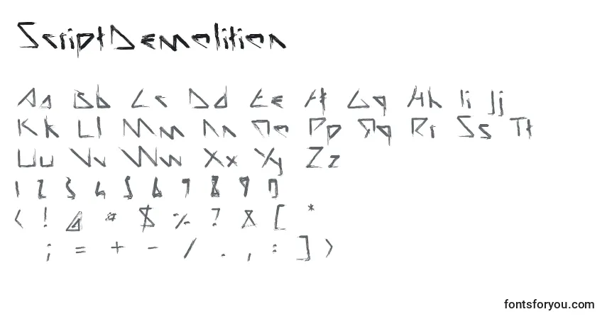 Fuente ScriptDemolition - alfabeto, números, caracteres especiales