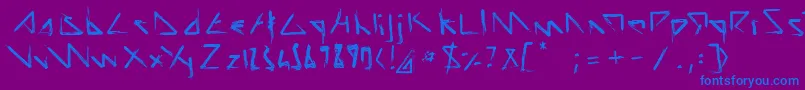 フォントScriptDemolition – 紫色の背景に青い文字