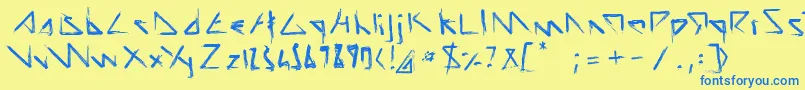 ScriptDemolition Font – Blue Fonts on Yellow Background