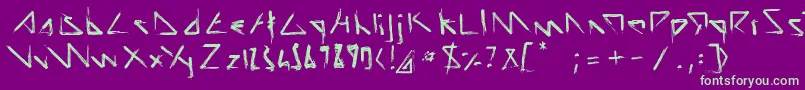 ScriptDemolition-fontti – vihreät fontit violetilla taustalla