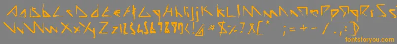 フォントScriptDemolition – オレンジの文字は灰色の背景にあります。
