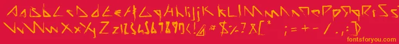 ScriptDemolition-Schriftart – Orangefarbene Schriften auf rotem Hintergrund