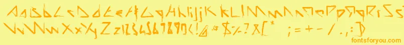 ScriptDemolition Font – Orange Fonts on Yellow Background