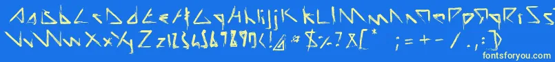 ScriptDemolition Font – Yellow Fonts on Blue Background