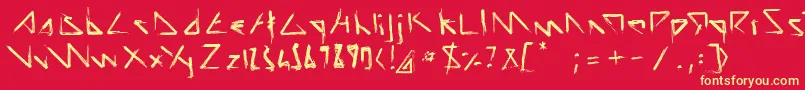 ScriptDemolition-Schriftart – Gelbe Schriften auf rotem Hintergrund