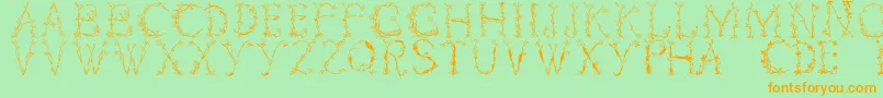 Florabetic-Schriftart – Orangefarbene Schriften auf grünem Hintergrund