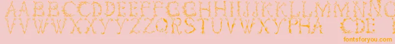 Florabetic-Schriftart – Orangefarbene Schriften auf rosa Hintergrund