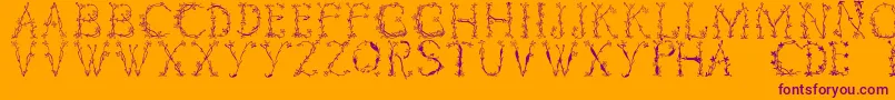 Florabetic-Schriftart – Violette Schriften auf orangefarbenem Hintergrund