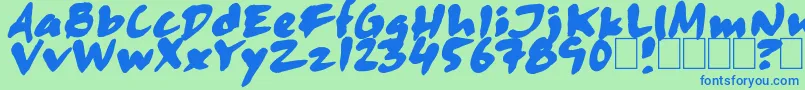 Skitsercartoon-fontti – siniset fontit vihreällä taustalla