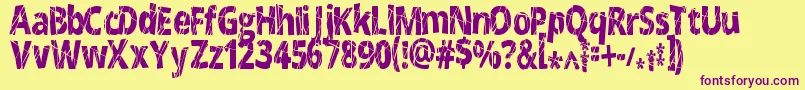 CrackedNarrow-Schriftart – Violette Schriften auf gelbem Hintergrund