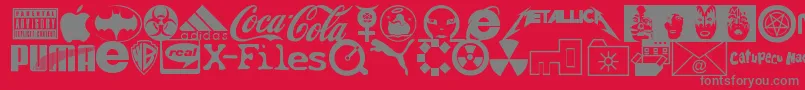FamousLogos Font – Gray Fonts on Red Background