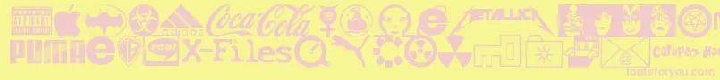 フォントFamousLogos – ピンクのフォント、黄色の背景