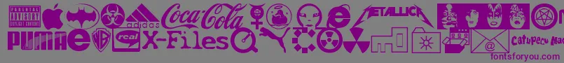 フォントFamousLogos – 紫色のフォント、灰色の背景