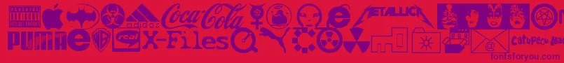 FamousLogos Font – Purple Fonts on Red Background