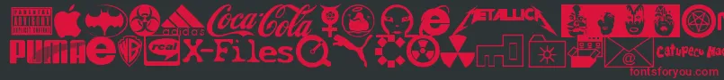 FamousLogos Font – Red Fonts on Black Background
