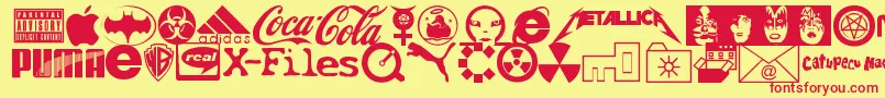 FamousLogos Font – Red Fonts on Yellow Background