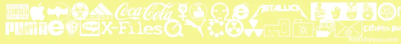 Fonte FamousLogos – fontes brancas em um fundo amarelo