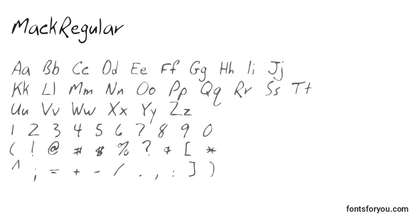 Czcionka MackRegular – alfabet, cyfry, specjalne znaki