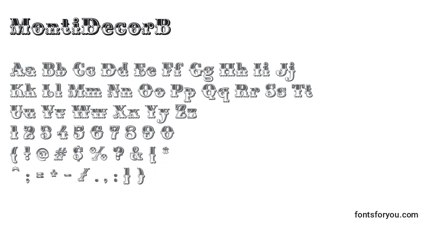 Шрифт MontiDecorB – алфавит, цифры, специальные символы